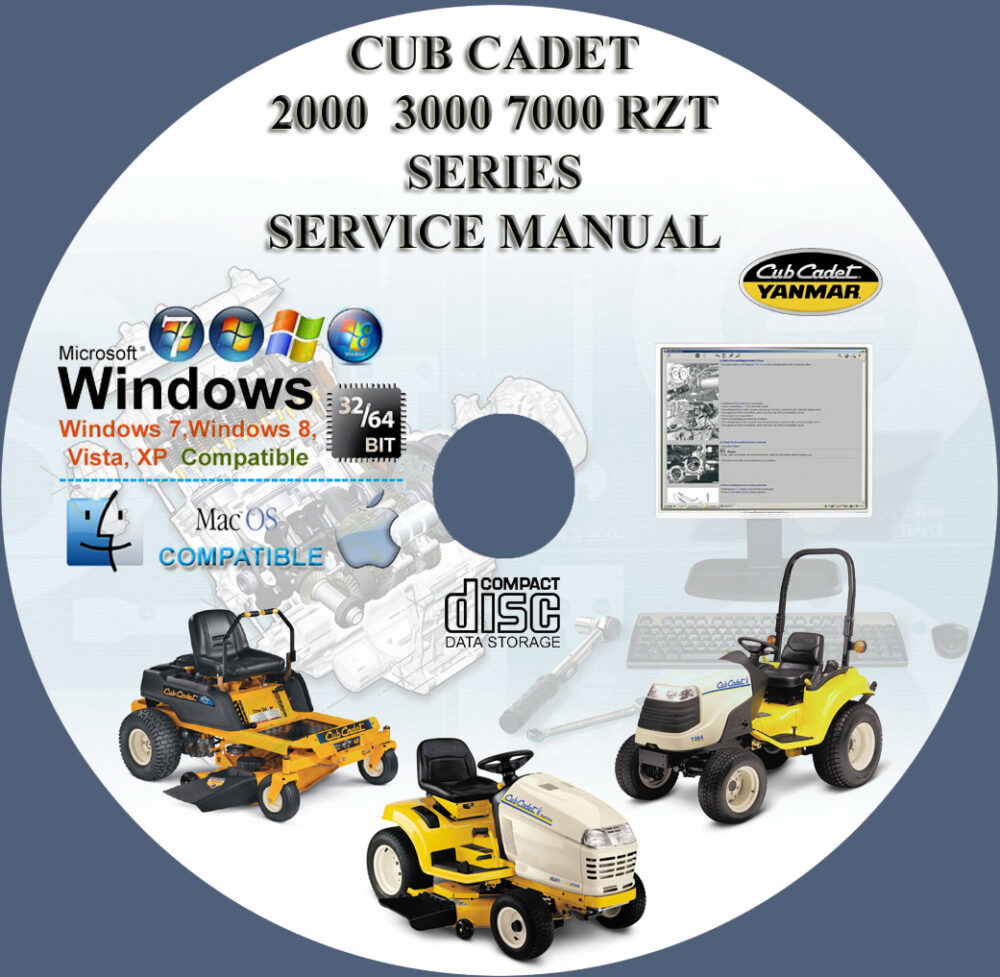 CUB CADET 2000 3000 7000 RZT SERIES TRACTORS, MOWERS SERVICE REPAIR WORKSHOP MANUAL