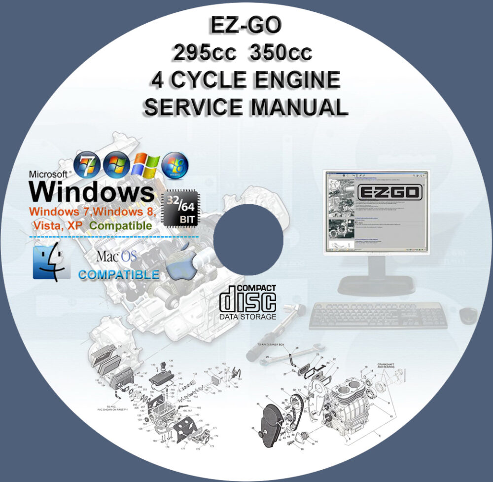 EZ-GO 295CC 350CC 4Cycle Engine Service Repair Manual + Parts Manual