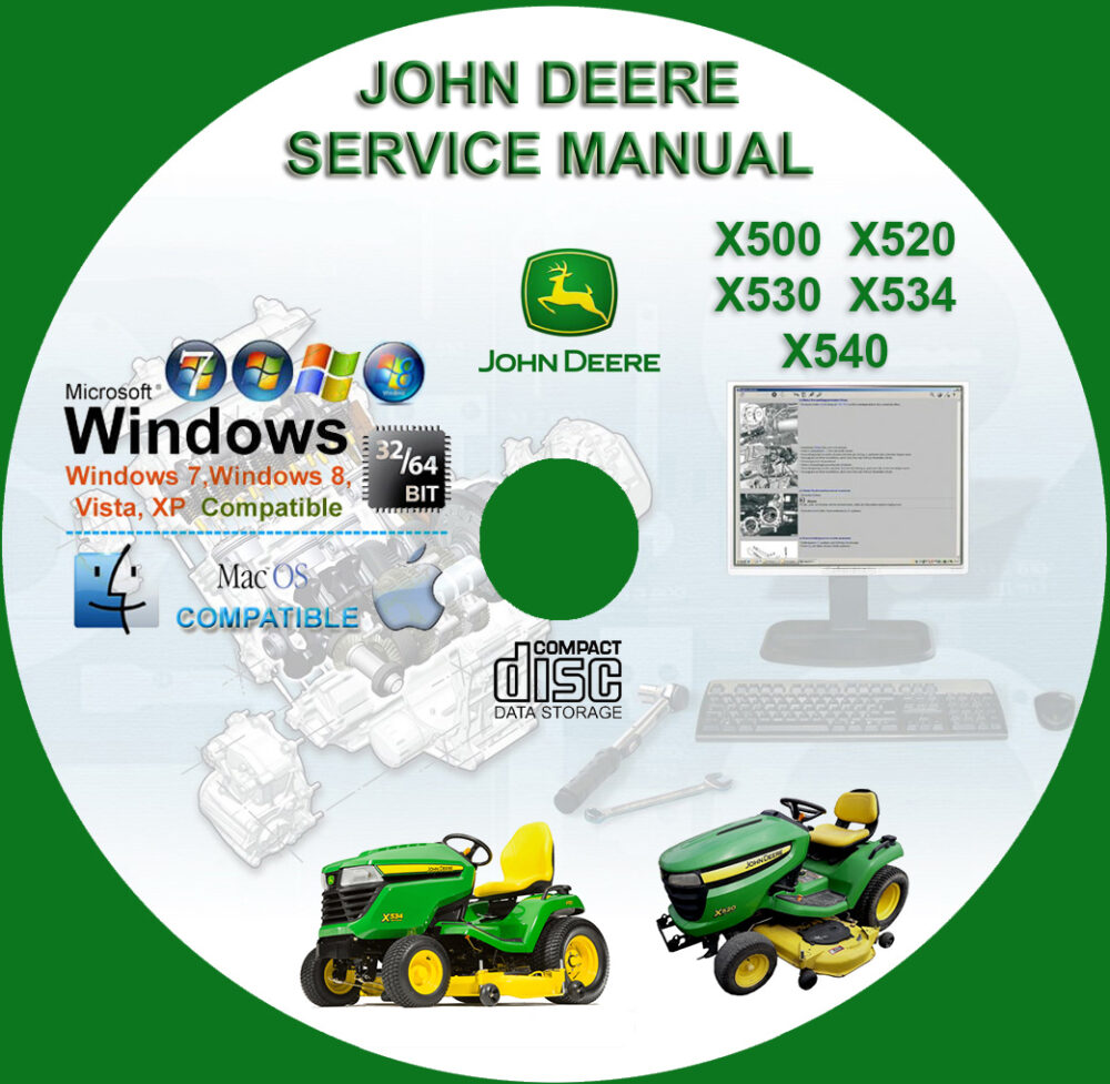 John Deere X500 X520 X530 X534 X540 Lawn Tractors Service Repair Technical Manual TM2309